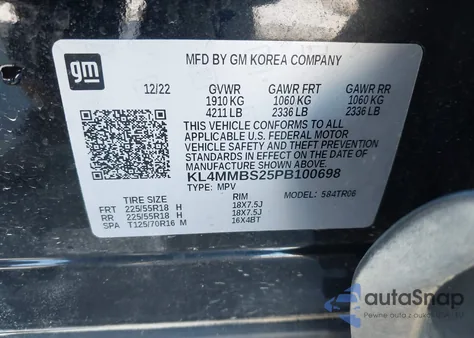 2023 Buick Encore Gx Preferred Fwd z USA, uszkodzony, nr VIN KL4MMBS25PB100698